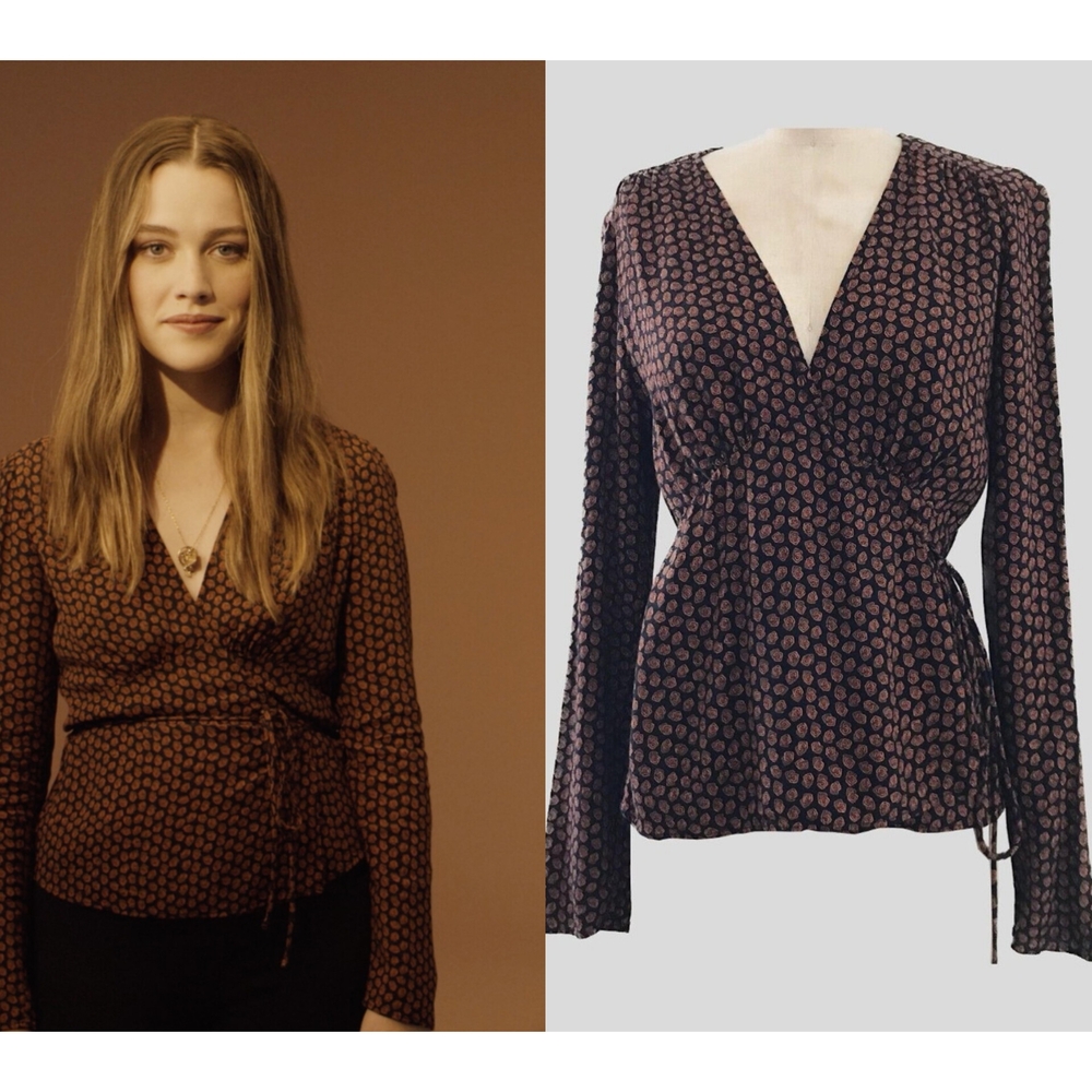 Women's Black and Brown Patterned Top